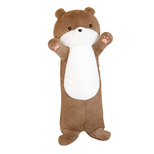 DANAIM Simulation Otter Plüsch-Umarmungskissen, 80 cm, Cartoon-Seeotter, Stofftier, Plüschpuppe, Niedliche Wildtiere, Puppen, Weihnachten, Geburtstag, for Kinder, Mädchen, Jungen(Brown)