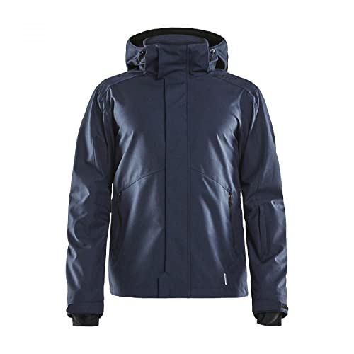 Craft MOUNTAIN Jacket | Herren Winterjacke 3XL | Dark Navy Melange | Wind- und Wasserdicht | Hoher Kragen und abnehmbare Kapuze | Regenjacke Herren wasserdicht | Skijacke Herren