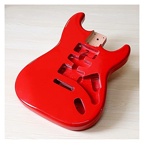 Gitarrenkorpus unfertig Okoume Holz/Pappel Holz Rot Farbe Gitarre Körper Hoch Glanz Elektrische Gitarre Fass Accessory Gitarre Teile Pappel Holz (Color : Red)