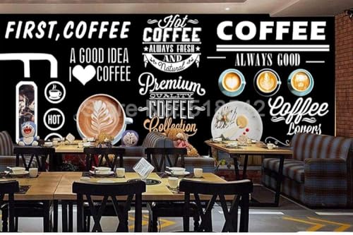 Kreidetafel Kaffee 3D Tapete Poster Restaurant Schlafzimmer Wohnzimmer Sofa TV Dekorative Wand-350cm×256cm