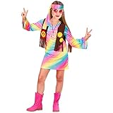 W WIDMANN MILANO Party Fashion - Kinderkostüm Hippie Girl, Kleid mit Weste, Stirnband, Peace, Flower-Power, Motto-Party, Karneval