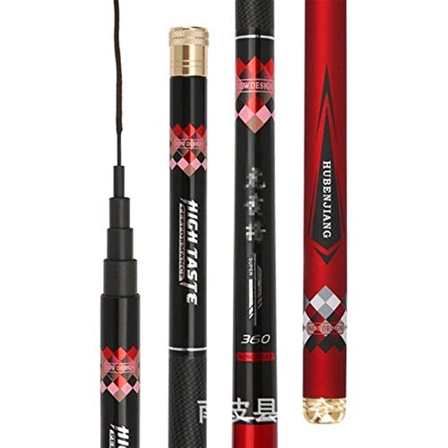 Hand Pole Angelrute Super Hard Powerful Hand Pole Teleskop Angelrute Carbon Fiber Süßwasser Karpfen Fishing3.6m, 4,5 M, 5,4 M, 6.30mVboni(Red,4.5m 19 Hardness)