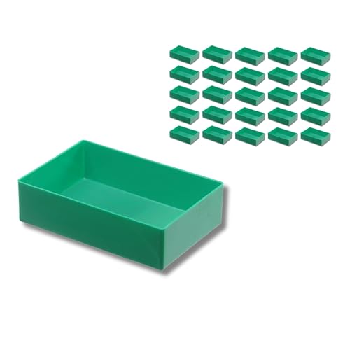 Hünersdorff 25 St. Einsatzbox 162 x 108 x 45mm (L x B x H) - Einsatzkasten Set- zur individuellen Bestückung von Sortimentskästen, Kleinteile-Koffern, Schubladen und Schränken - Grün