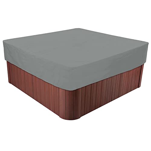 BaCover Outdoor Whirlpool Abdeckung, 210D Oxford-Gewebe Schutzabdeckung für Spa Wasserdicht UV-Schutz Pool-Abdeckung Quadratische,Grau,239x239x50cm