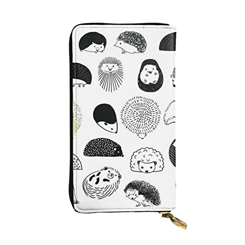 DMORJ Hedgehog Damen-Clutch-Geldbörse aus Leder – 19 x 10 cm, bequem, leicht, wasserdicht, langlebig, schwarz, Einheitsgröße, Schwarz , Einheitsgröße