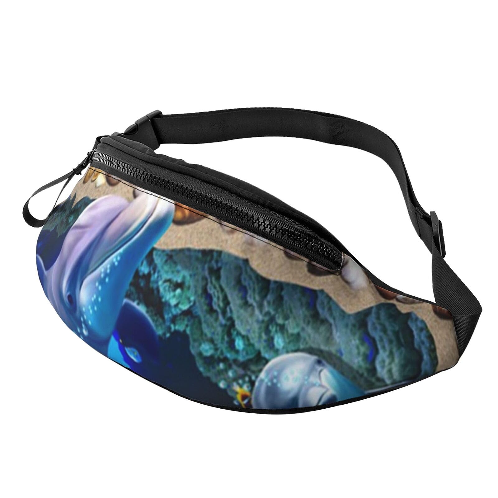 HSJFS 3D-Wand-Gürteltasche, Unterwasserwelt, Fisch-Druck, verstellbare Hüfttasche, lässige Brusttasche, 3D Unterwasserwelt Delfin, Einheitsgröße