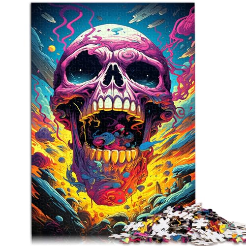 Puzzle für Erwachsene, bizarrer bunter Totenkopf, 1000-teiliges Puzzle, Holzpuzzle, Weihnachtswunschliste mit Weihnachtsmann, 1000 Teile (50 x 75 cm)