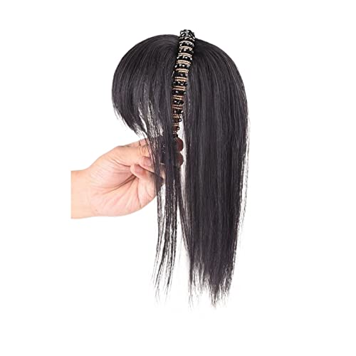 Perücken Simulation Haar Pony Perücke Stück Stirn Haarband Pony Eine Perücke Kopffüller Haarabdeckung Weißes Haar Mädchen Perücken Damenperücke(Color:Brown-black straight hair-40CM)