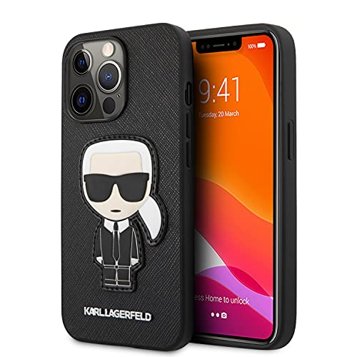 KARL LAGERFELD KLHCP13LOKPK Hülle für iPhone 13 Pro / 13 6,1" schwarz Saffiano Ikonik Karl`s Patch