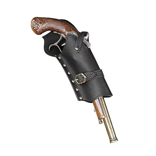 MDFCZXP Piraten Steinschloss Holster für Cosplay Mittelalter Steampunk Leder Pistole Holster,Schwarz,10cm