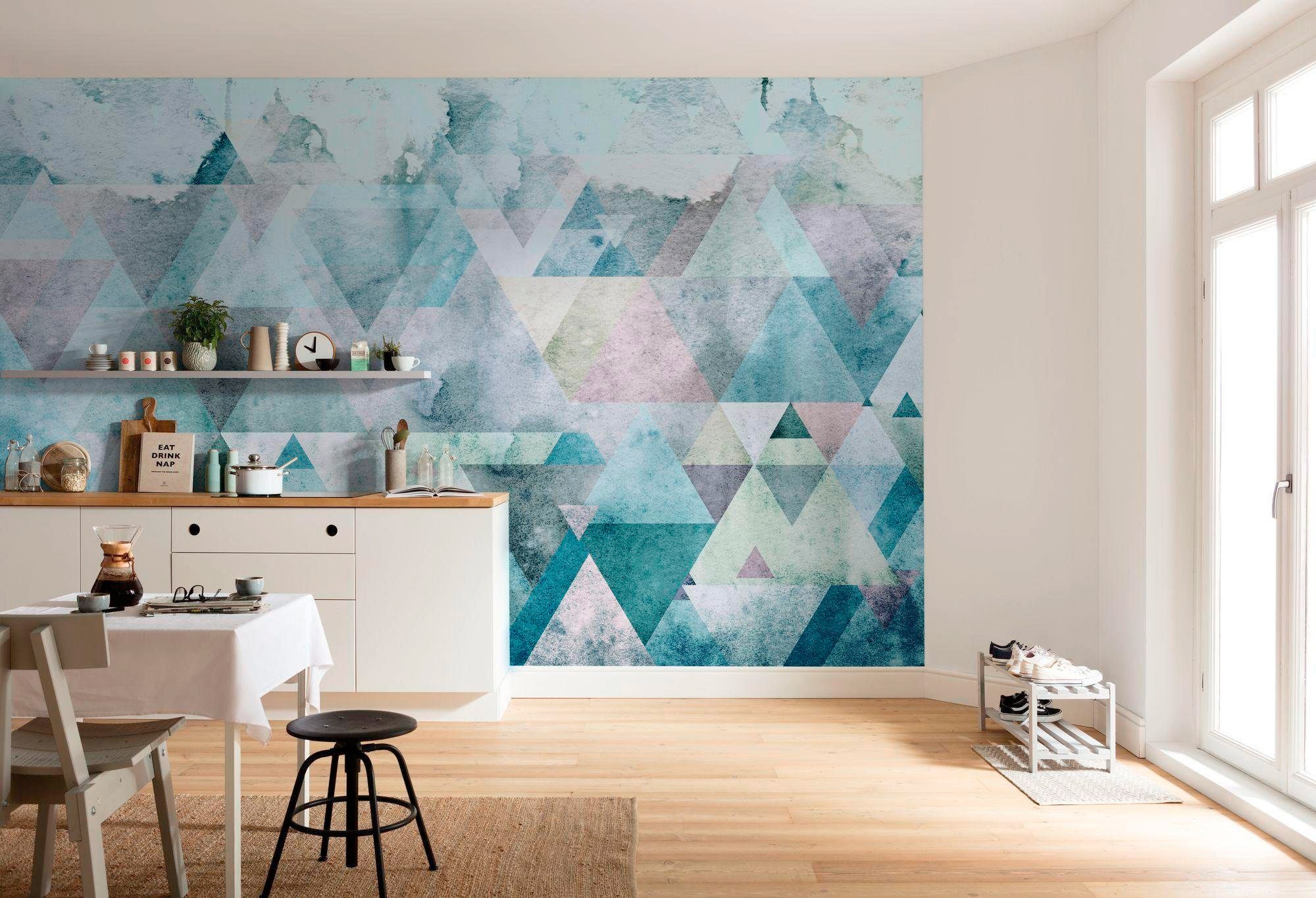 Komar Vliestapete "Triangles Blue", 400x250 cm (Breite x Höhe), Vliestapete, 100 cm Bahnbreite 2