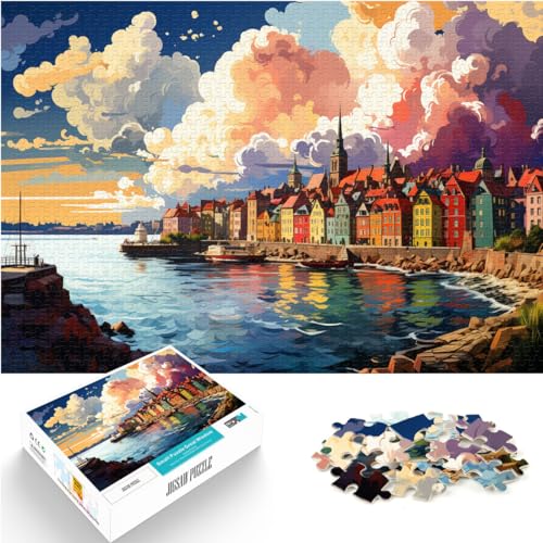 Puzzle zum Ausmalen, Schwedens Ostküste, Puzzle 1000 Teile für Erwachsene, schwieriges Holzpuzzle, schweres Puzzle 1000 Teile (50 x 75 cm)