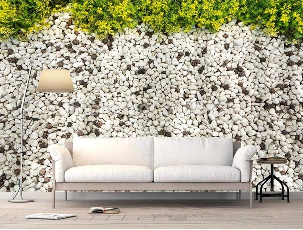 Kieselstein Gelbe Blumen 3D Tapete Poster Restaurant Schlafzimmer Wohnzimmer Sofa TV Dekorative Wand-200cm×140cm