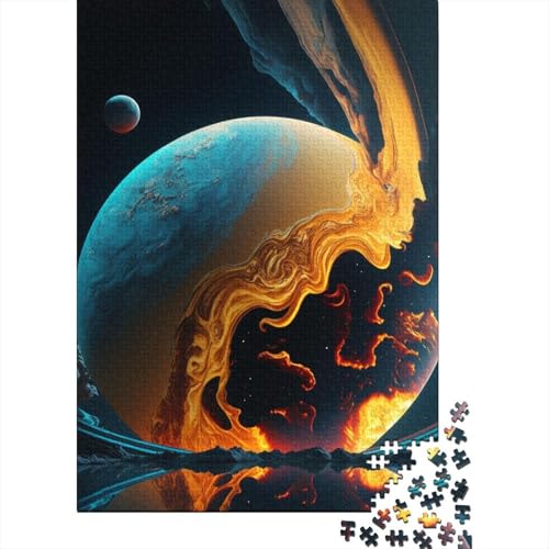 Fantasy Planet Holzpuzzle für Erwachsene Puzzles 500 Teile für Erwachsene Schwierige Puzzles Großes Holzpuzzle für Erwachsene 52x38cm