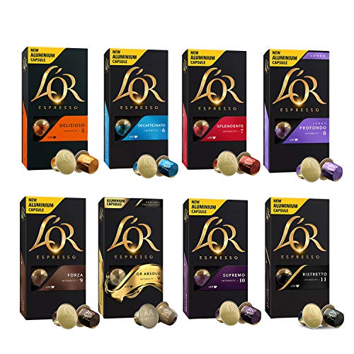 L'OR Espresso Coffee Variety Bundle - Nespresso (R) -kompatible Aluminium-Kaffeekapseln - 8 Packungen mit 10 Kapseln (80 Getränke)