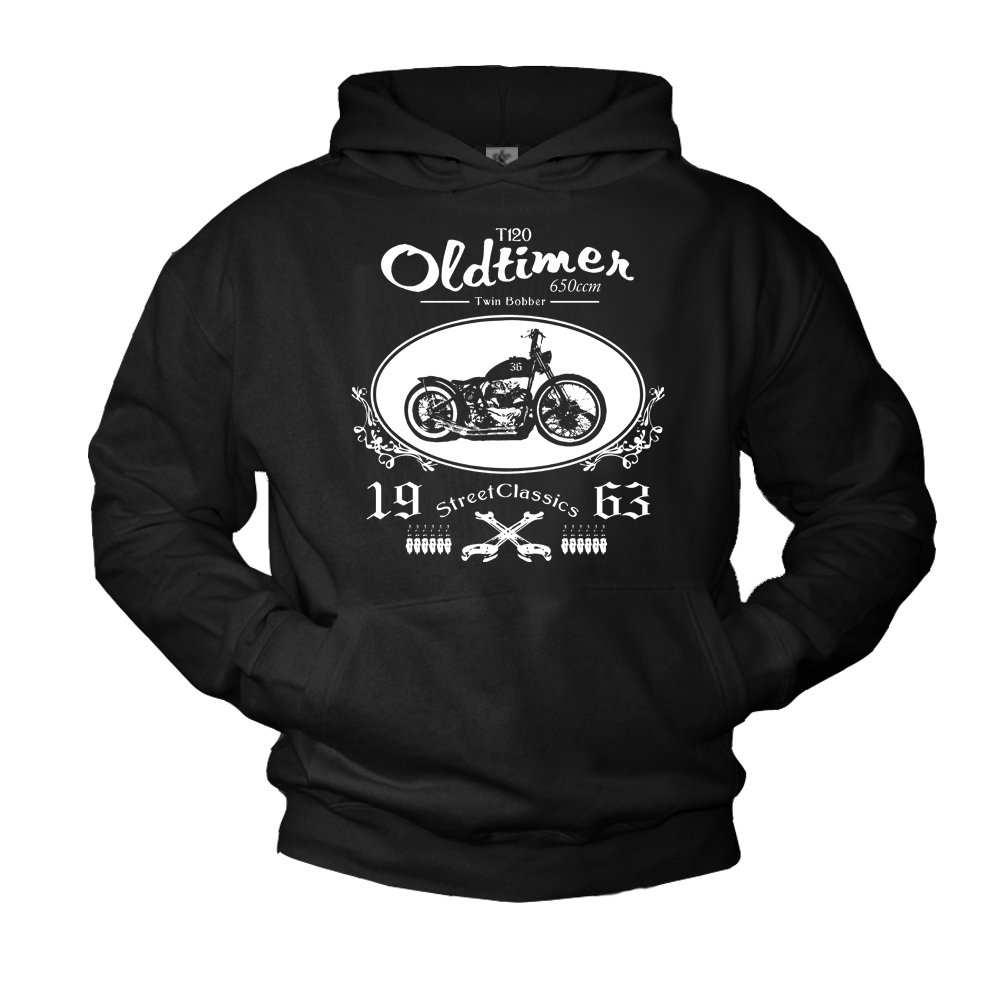 MAKAYA Chopper Kapuzenpulli für Herren schwarz Biker Logo Größe L