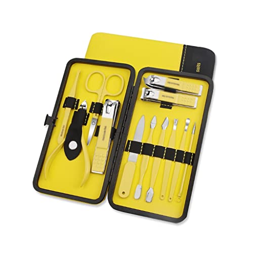 Zehennagelknipser Nagel Clippers Kit Professionelle Pediküre Edelstahl Nagel Kit Beauty Tools Beauty Kit Unisex (Zitrone Gelb) Nagelknipser-Set (Color : Yellow-12-piece Set)