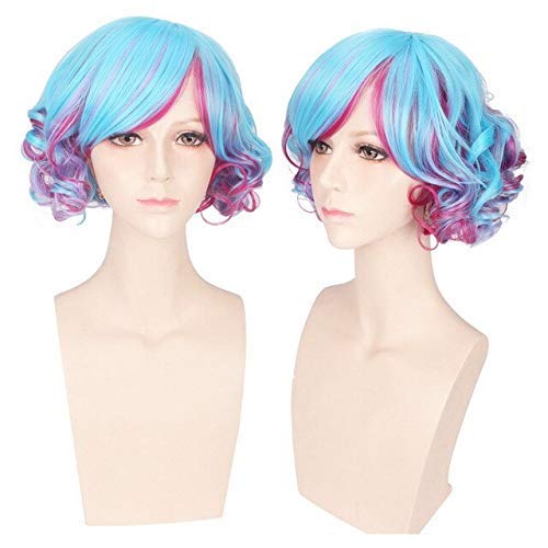 LINLINCD-2018 Lolita Harajuku Short Ombre Wig Black Blonde Brown Heat Resistant Synthetic Hair Anime Cosplay Party Wigs For Women pink ombre blue purple ombre