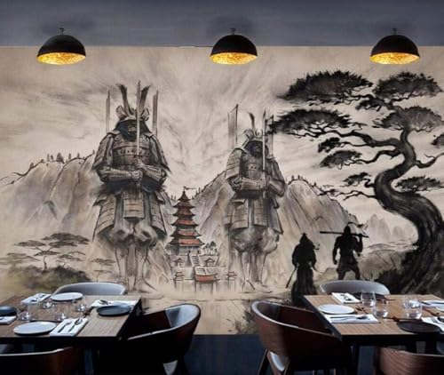 Schwarzer Und Weißer Samurai Architektur Takayama Baum 3D Tapete Poster Restaurant Schlafzimmer Wohnzimmer Sofa TV Dekorative Wand-400cm×280cm