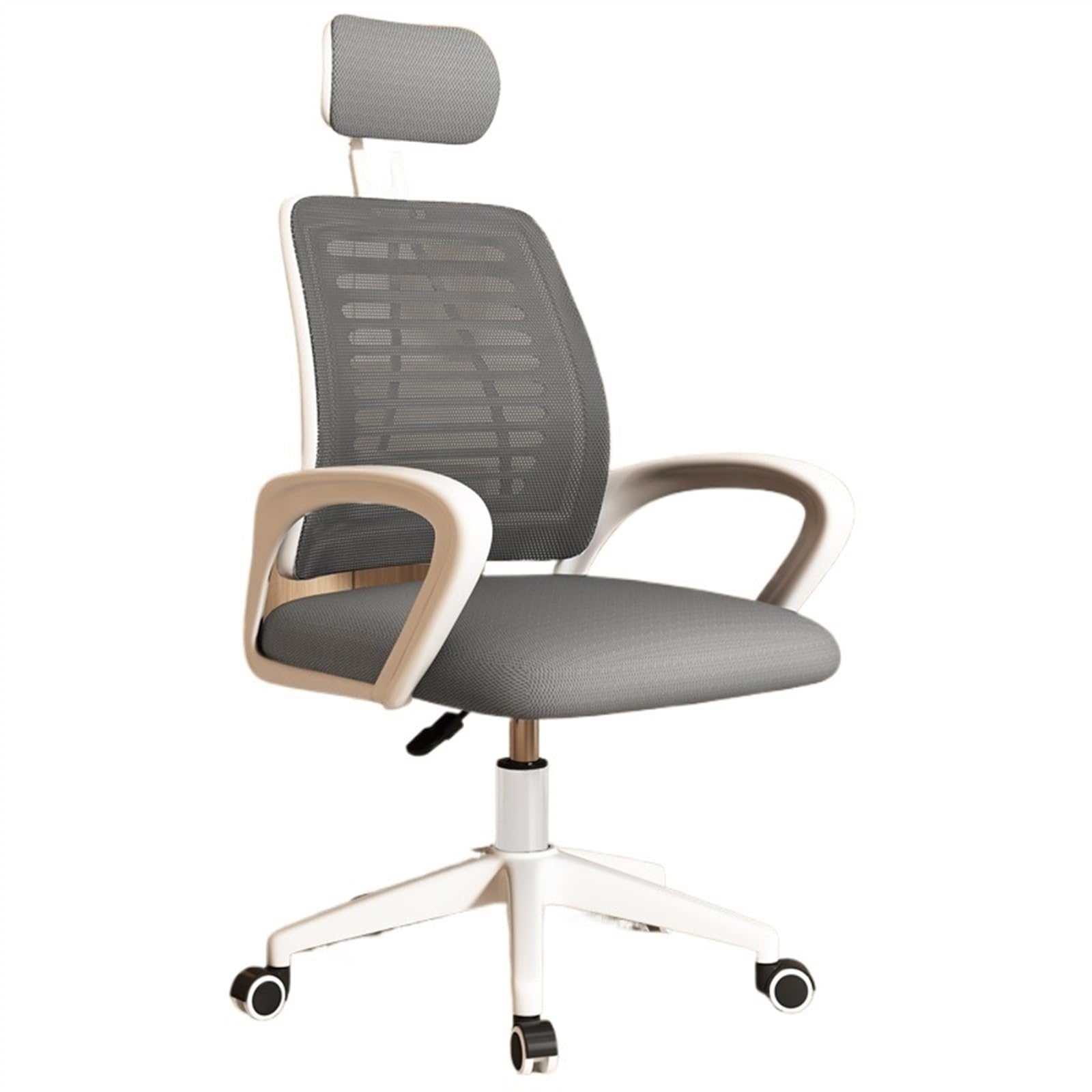 Bürostühle Ergonomischer Bürostuhl for zu Hause mit fester Armlehne, weichem Schaumstoff-Sitzkissen und Lendenwirbelstütze, Netz-Schreibtischstuhl mit hoher Rückenlehne Schreibtischstuhl(Grigio)