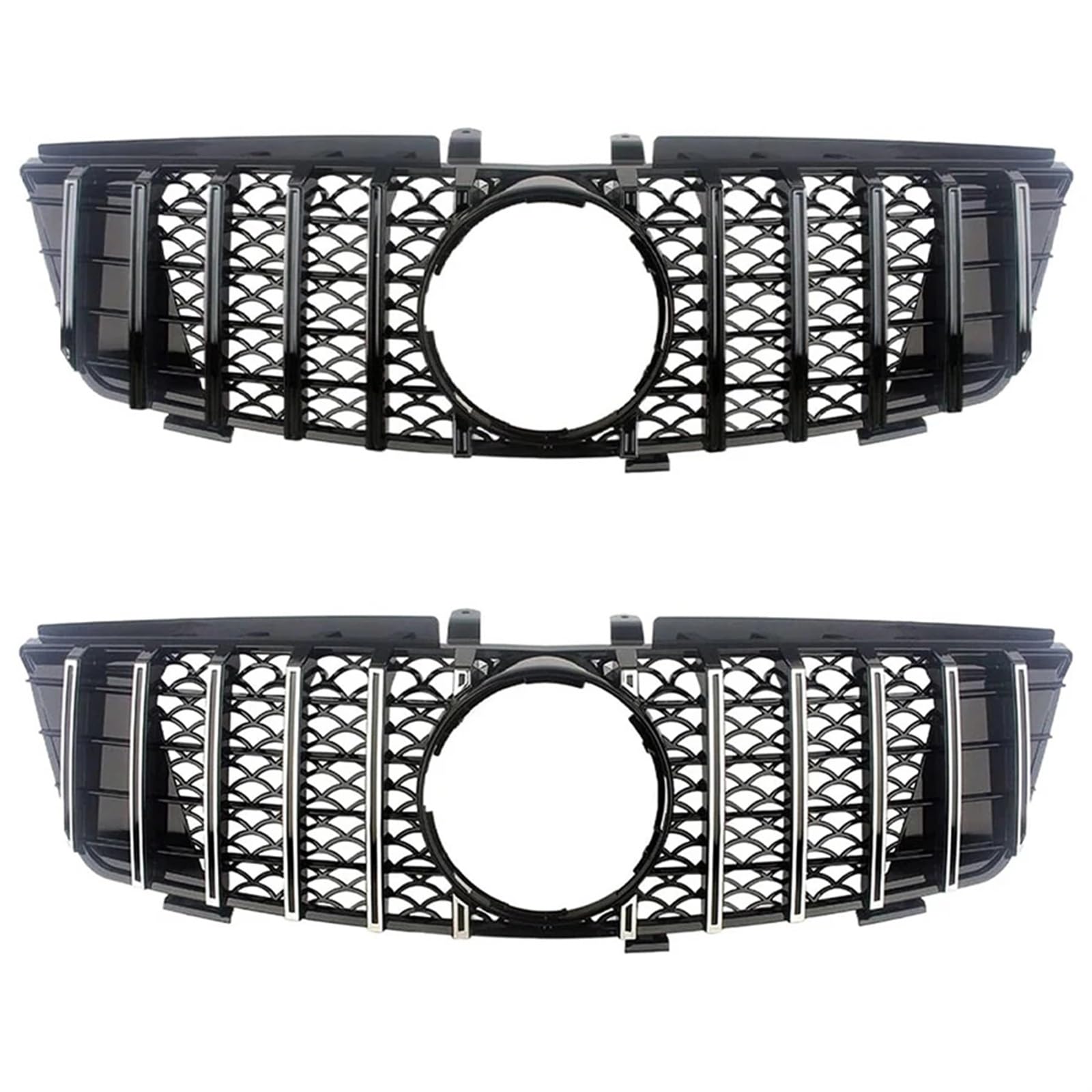 Frontgrills Für Benz W164 ML-Klasse 2005-2008 Silber/Schwarz Auto Vorderen Stoßfänger Racing Grill Billet Grille Abdeckung Front Bumper Grille(Silber)