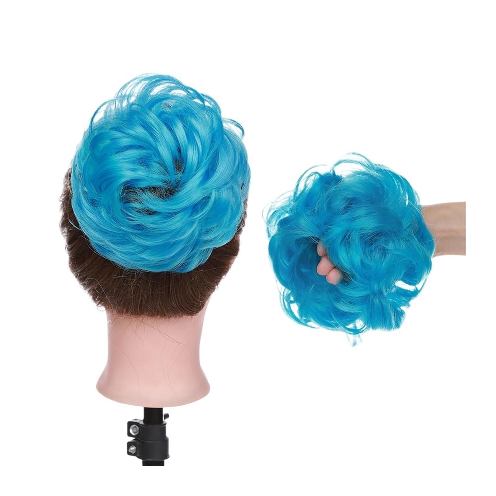 Haarteil Synthetischer, unordentlicher Haarknoten, Haarknoten, künstliches Haar, Chignon, elastisches Haarband, Haarteile for Frauen, Hochsteckfrisur, Donut-Chignon Haarverlängerung(Blue)