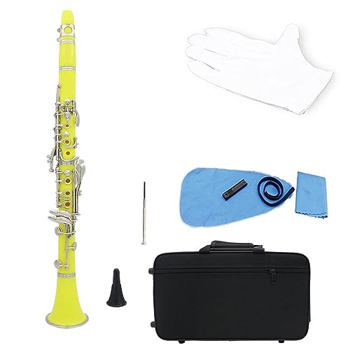 klarinetten 17 Tasten Klarinette Bb B Flache Professionelle Holzblasinstrument ABS Harz Rohr Klarinette Mit Box Musik Instrument (Color : Yellow)