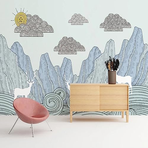 XLMING Kreativ Tier Elch Landschaft Wolken 3D Tapete Home Dekoration Wohnzimmer Sofa Schlafzimmer Tv Hintergrund Wand-430cm×300cm