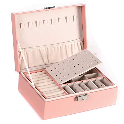 Bydezcon Protable Reise PU Doppel Schichten Schmuck Box Display Ohrringe Ringe Halsketten Lagerung Frauen Mädchen Geschenke