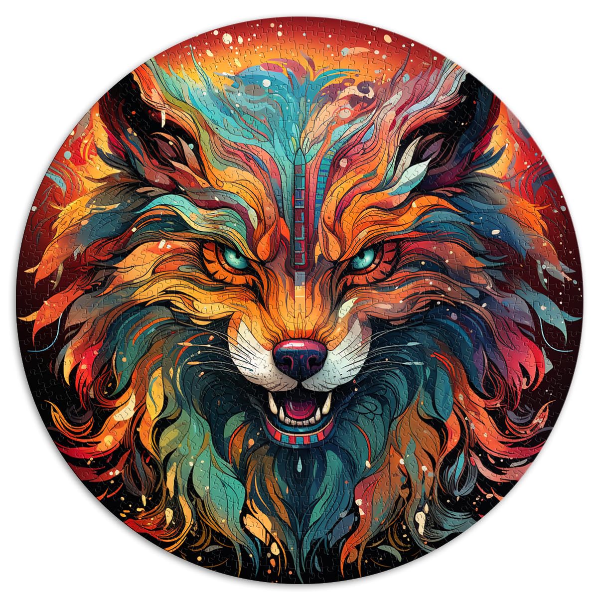 Puzzle zum Verschenken, Fantasy-Wolf, 1000 Teile, Puzzle für Erwachsene, 67,5 x 67,5 cm, einfaches Puzzle, ganze Familie