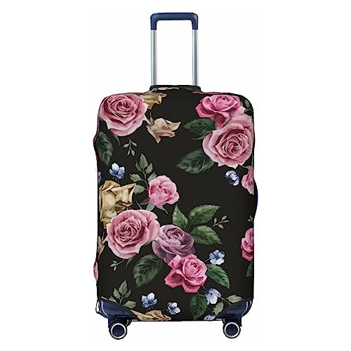 Miniks Schwarze Blackgound Rose Reisegepäckabdeckung, robuster Koffer-Schutz, passend für 45,7 - 81,3 cm große Gepäckstücke, Größe XL, Schwarz, X-Large