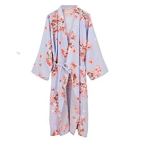 Fancy Pumpkin Damen Kimono Robe Yukata Bademantel Pyjama [Lila Katze]