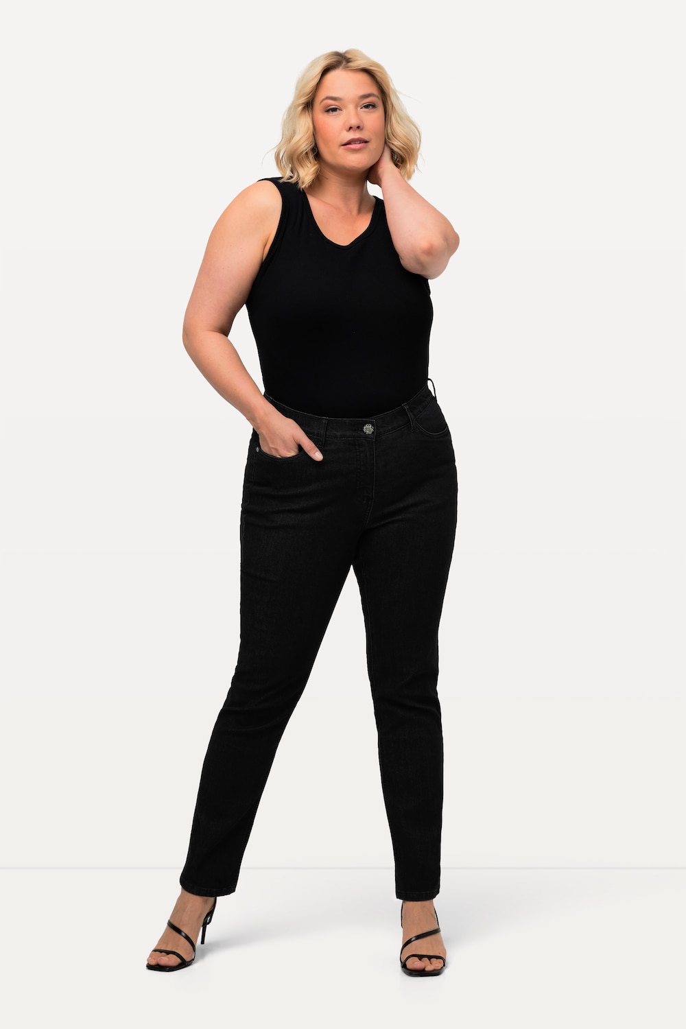 Große Größen Jeans Sammy, Damen, schwarz, Größe: 92, Baumwolle/Polyester/Viskose, Ulla Popken