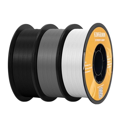 Kingroon PLA-Filament für 3D-Drucker, Maßgenauigkeit +/- 0,03 mm, 3-kg-Spule (6,6 lbs), 1,75 mm, Schwarz+Grau+Weiß