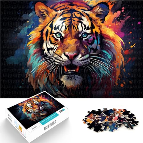 Puzzle für Fantasie-Farbmalerei, Tiger, Puzzle 1000 Teile für Erwachsene, Holzpuzzle für Familienspaß und Spieleabend, 1000 Teile (50 x 75 cm)