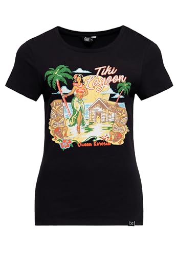 Queen Kerosin Damen T-Shirt | Printshirt | Kurzarmshirt | Hula | Tiki | Hawaii | Artwork | Print | Retro | Vintage | 50S | Rockabella Tiki Lagoon