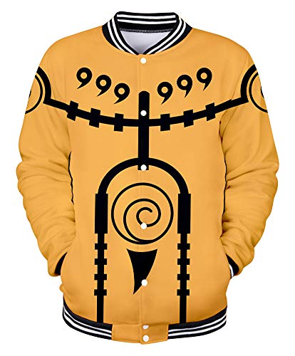 QYIFIRST Baseballuniform Sweatjacke Baseball Jacke Uzumaki Clan Uzumaki Ichizoku Uzumaki Collegejacke für Damen Herren Orange/Orange XXS (Chest 86cm)