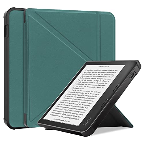 LQBYWL PU-Leder-Hülle, Ständer, TPU-Rückseite, kompatibel mit Kobo Libra 2 2021 (7 Zoll) Auto-Sleep-Cover (Color : Grün)