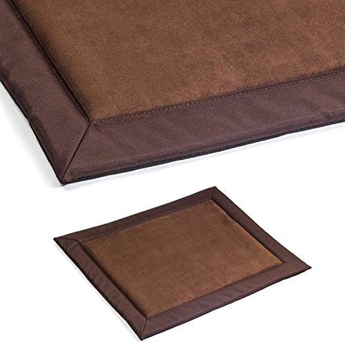 BoutiqueZOO Premium Hundematte | Schlafmatte für Hunde | Hundebett, Hundekissen, Hundeliege, Matte für Haustier | Elegant Hundedecke für Zuhause Unterwegs oder im Auto | Braun (Wildlederimitat) / XL