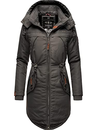 MARIKOO Damen Warmer Winterparka mit Abnehmbarer Kapuze Kamii Anthracite Gr. S