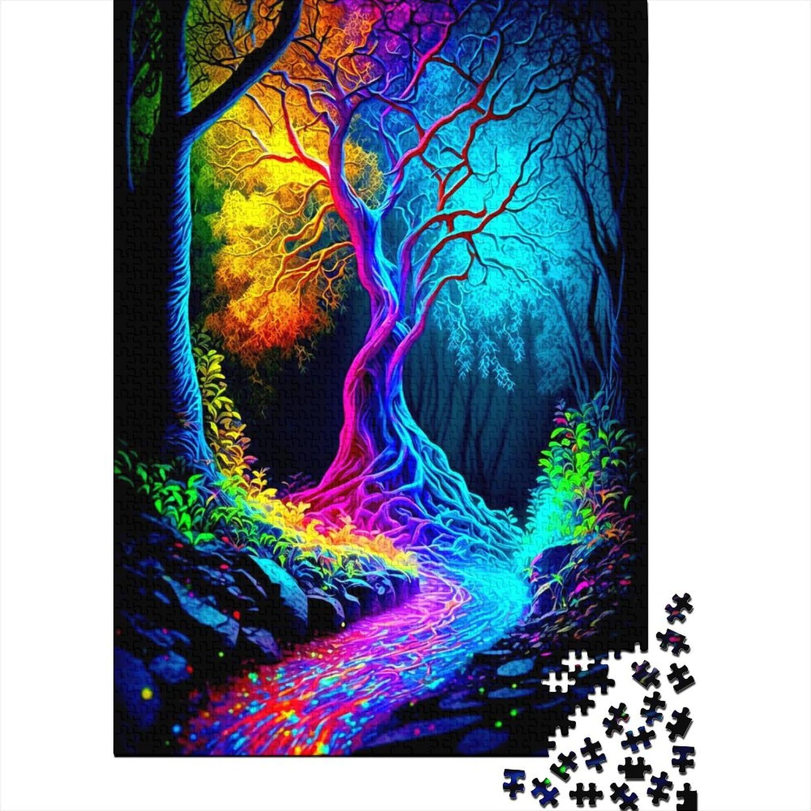 Puzzle für Erwachsene, 1000 Teile, farbenfrohes Wald-Puzzle, Puzzle für Erwachsene und Teenager, Holzpuzzle für Erwachsene und Teenager, 75x50cm