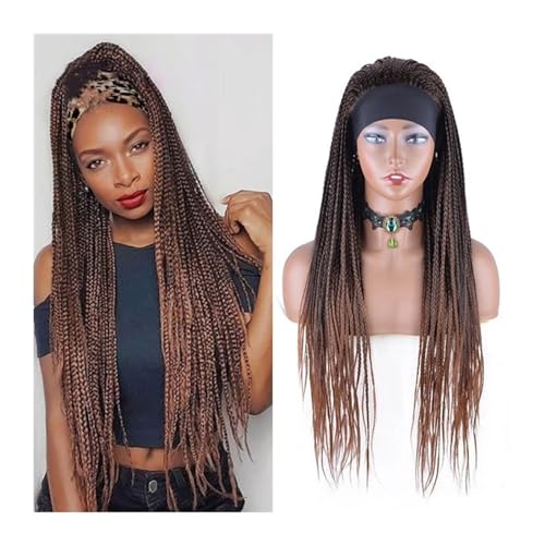 Perücken für Frauen Perücken for Afro-schwarze Frauen, lange gerade synthetische geflochtene Zöpfe, 66 cm, hochwertige synthetische Twist-Zöpfe für den täglichen Gebrauch(Headband 1B-30)