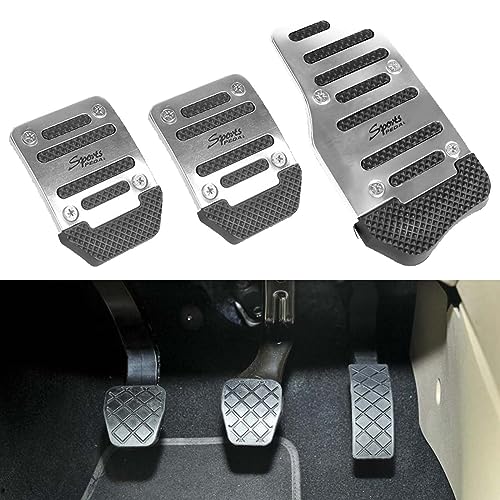 HKLYTC Auto Pedal Abdeckung für Do-dge Nitro, Antirutsch Fußstütze Pedale Gaspedal Bremse Pedalkappen Pedalset Fußbett Automatik Pedalauflagen Set, Manual Transmission-Silver