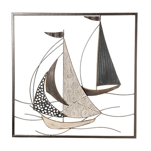 finehomegarden Wandbild Segelschiff Maritim Wandobjekt Dekoobjekt Bild Metall 50x3x H50cm Deko