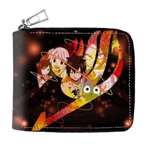 FAI-ry TA-il Geldtasche Anime, PU-Leder Münzbörsen mit Reißverschluss, Mädchen Geldtasche mit Münzfach und Geldscheinfach(Color:Multicolor 2)