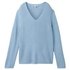 TOM TAILOR Damen Strickpullover mit V-Ausschnitt, blau, Uni, Gr. XXL