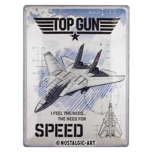 Nostalgic-Art Retro Blechschild, 30 x 40 cm, Top Gun – Jet – Geschenk-Idee für Film-Fans, aus Metall, Vintage Design