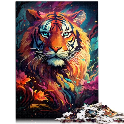 Puzzle zum Malen eines bunten Tigers, 1000 Teile, Puzzle für Erwachsene, Geschenke, Holzpuzzle, einzigartige Geburtstags, 1000 Teile (50 x 75 cm)