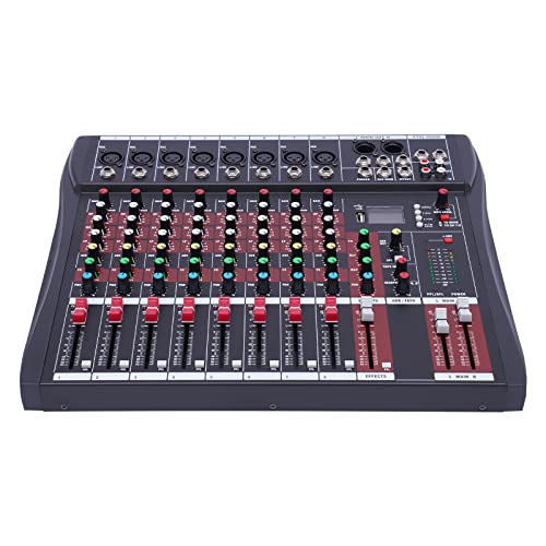 DX8 Professioneller 8 Kanal Stereo Sound Mischkonsole Bluetooth Audio Mixer, Mischpult Mit USB Für Karaoke Digital Audio Mixer LCD AC 230V 50HZ 18W