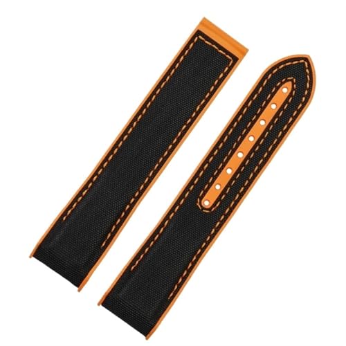 THBGTCNQ Uhrenarmband aus Nylon und Gummi, 20 mm, 22 mm, Schwarz, Blau, Orange, Stoff, for Smartwatches, Quarzuhren, Silikonarmband, Schnellwechselarmband(Black orange-no BK,22mm)